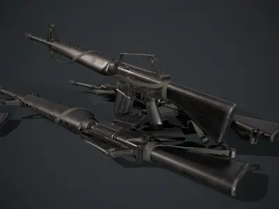 M16A1 two rifles Low-poly 3D model
