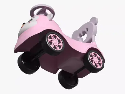 Baby Push Car with Steering Wheel Pink 3D model