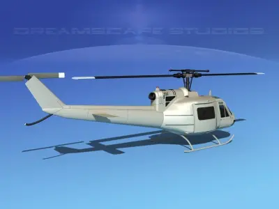 Bell UH-1B Iroquois Unmarked Military 3D model purchase