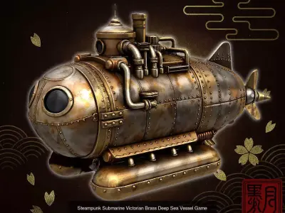 Steampunk Submarine Pack  Highpoly Game 3D Print Models