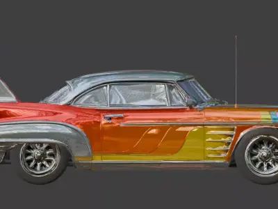 Vintage Atompunk Nuclear Tailfin Cruiser 3D Model Low-poly 3D model