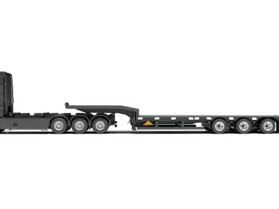 Truck with Platform Trailer 3D model shop