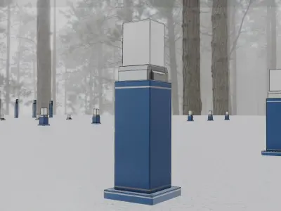Street Light 8 Bollard 500mm Futuristic Blue Version 3 Low-poly 3D model