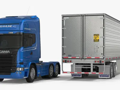 Scania Truck with Liquid Natural Gas Trailer 3D model