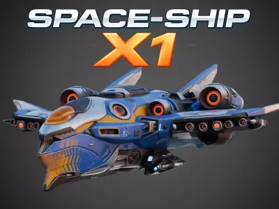Sci-Fi Space Ship X1  Low-poly 3D model