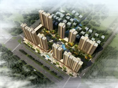 3Dmax fashion city commercial square building 387 3D model