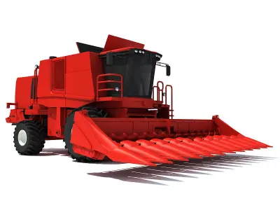 Red Combine Harvester 3 3D model