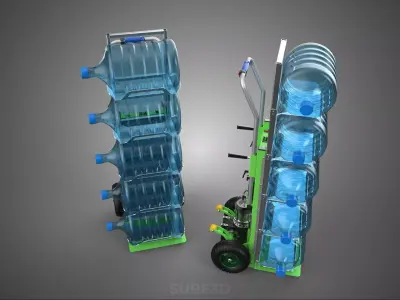 ELECTRIC STAIR CLIMBING HAND TRUCK CART GALLON WATER BOTTLE RACK 3D model