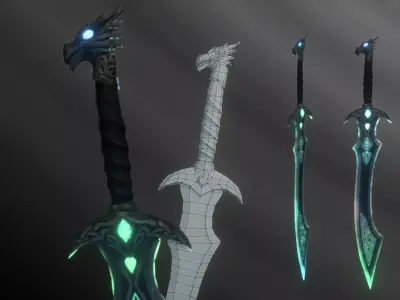 Wyrmfang Blade Low-poly 3D model