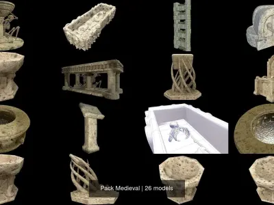 Medieval Prop Collection  Game Ready 3D Model Pack