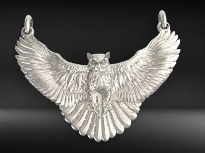 Owl Wings Pendant Necklace Charm Jewelry 3D print model
