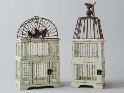 Antiqued Decorative Birdcages 3D model