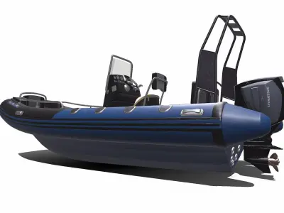 Rigid-Hulled Inflatable Boat PBR Low-poly 3D model