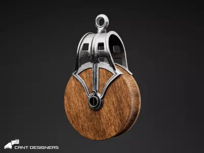 Vintage Wooden Pulley 3D model