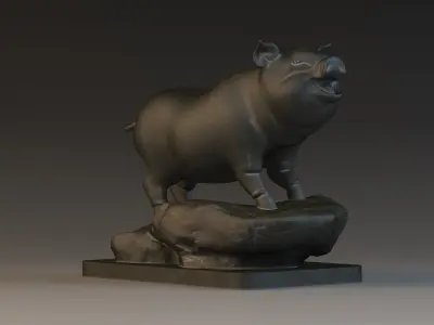 Pig Sculpture  Animal Parts 3D printing artwork Art 3D model