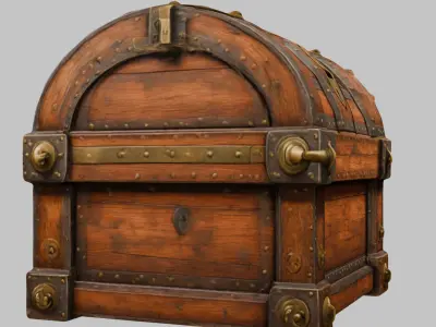 mighty wooden chest Low-poly 3D model