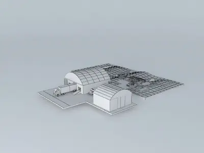Warehouse building with roof Free 3D model