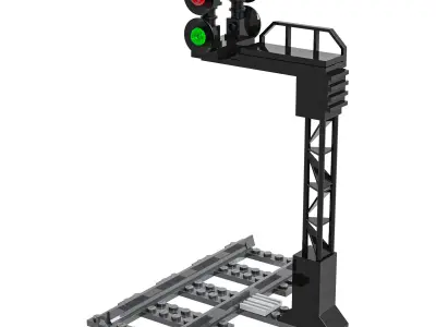 Lego train construction traffic lights 3D model