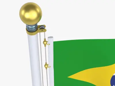 BrazilFlagStandPoleAnimated 3D model