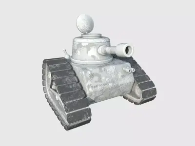War Tank Cartoon A07 Snow Camouflage - Military Vehicle Low-poly 3D model