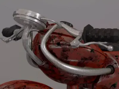 Rusty Custom Motorcycle 3D Model Low Poly Retro Bike 3D model