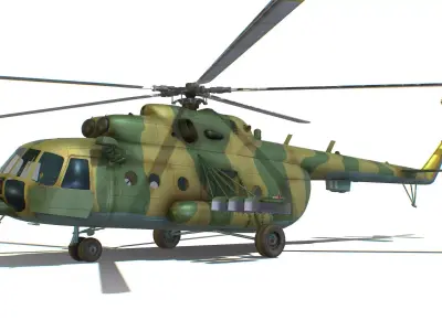 Helicopter MI8 USSR Mil MI Attack Russian Weapon Fly Gun Machine Low-poly 3D model