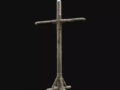 CHRIST CROSS BIBLICAL JESUS GOD SYMBOL WOODEN TORMENT DEVICE Low-poly 3D model
