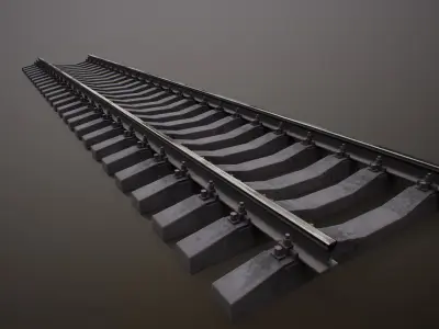 Railway lowpoly PBR railroad track Low-poly 3D model