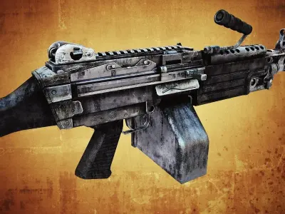 M249 Machine gun low poly Low-poly 3D model