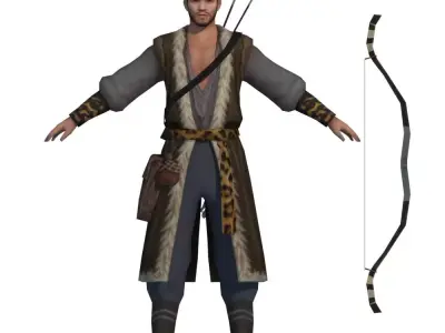 Archer hunter Low-poly 3D model