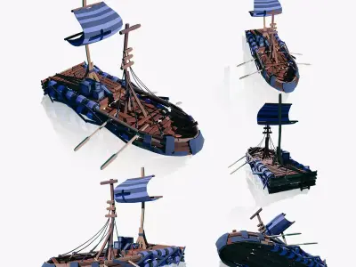 Stylized Ship-3 Low-poly 3D model