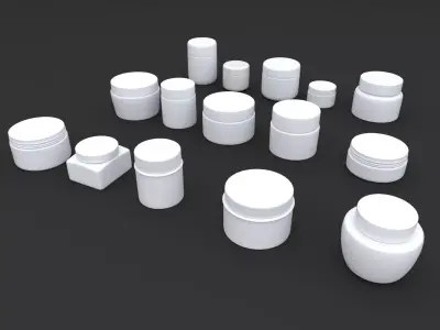 3D Cosmetic Cream Container Set model 3D model