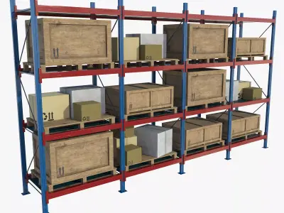 Warehouse Rack Low-poly 3D model purchase