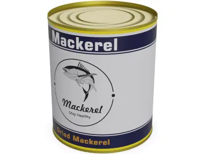 Dried fish and seafood Dried Mackerel Low-poly 3D model