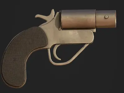 Flaregun revolver Low-poly 3D model