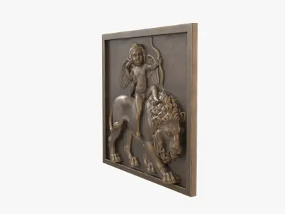 Bronze Relief Cupid on Lion 3D model