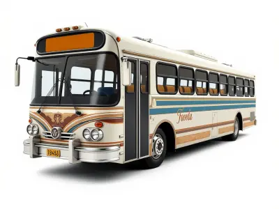 Vintage Bus D Model Pack Low-poly 3D model
