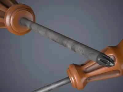 Old Screwdriver Low-poly 3D model