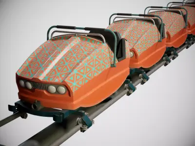 Roller Coaster Cart 02 PBR Game Ready Low-poly 3D model