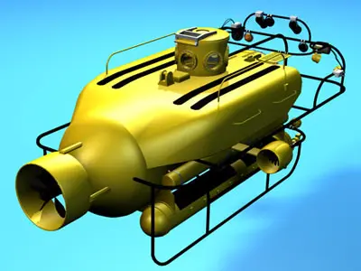 Submarine collection spacecraft with hook 3D model