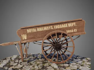 Luggage cart Low-poly 3D model