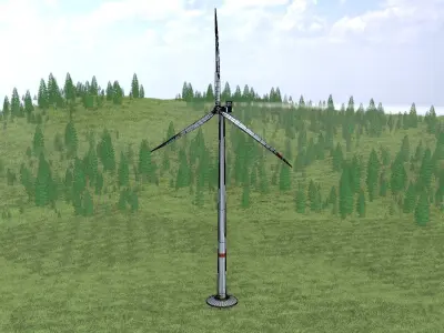 Wind-turbine with foundation V1 H-175 RD 172 m Low-poly 3D model