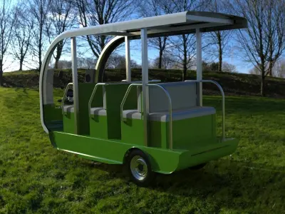 Versatile 12-Seater- 3-Wheeler Golf Cart Ready to Roll Low-poly 3D model