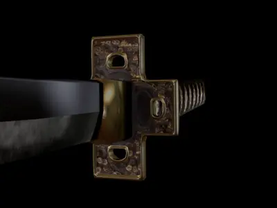 Katana Square Guard Low-poly 3D model