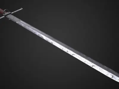 Medieval sword Low-poly 3D model 15