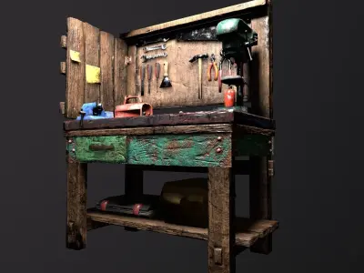 Workbench with tools Low-poly 3D model buy