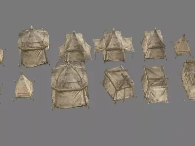 Medieval Market Tent Stalls Collection 3D Model Low-poly 3D model purchase