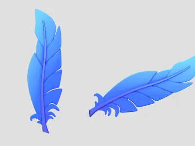 Feather Cartoon Low-poly 3D model