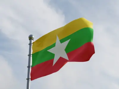 Animated Myanmar Flags 3D model