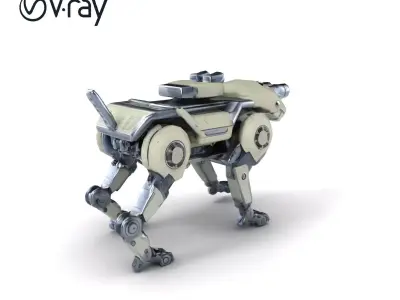 Military Robot Dog Armored Reconnaissance model pack Low-poly 3D model